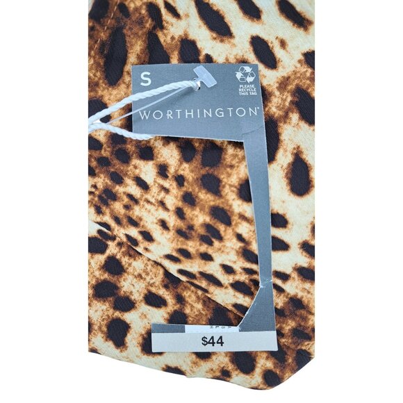 Worthington Women Cheetah Print Strappy Tank Top Size Small Brown Crisscross - Picture 5 of 6